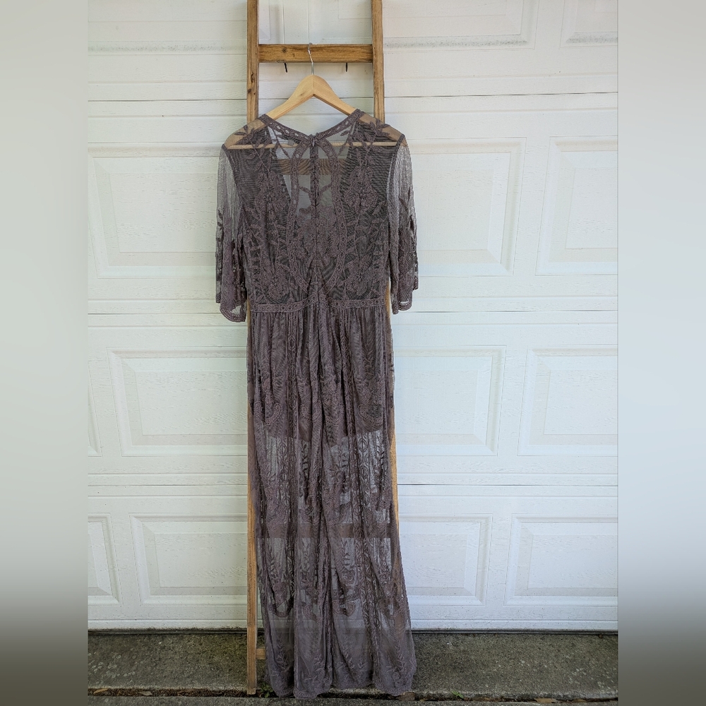 Wishlist Elegant Sheer Purple Lace Romper - Picture 6 of 7